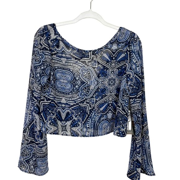Chemise Légère Ou Veste Imprimée Paisley Bleue Pour Femme C.J. Banks - Taille XL - Manches Longues - Occasion Très Bon état